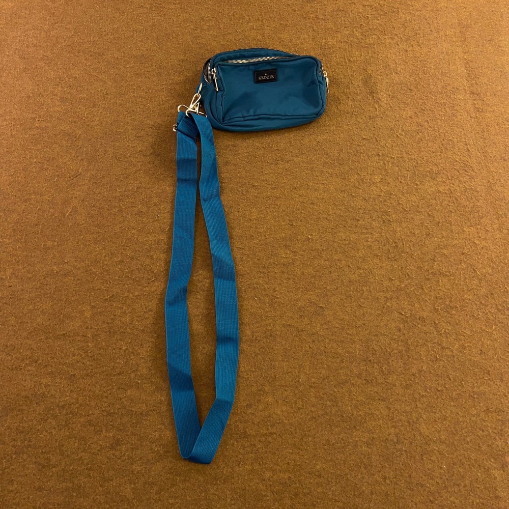 Kedzie Womens OS Teal Blue Nylon Multi-Zip Crossbody Bag New